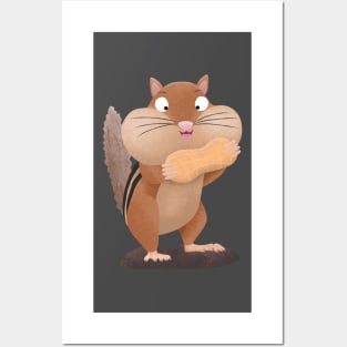 Cute funny big cheeks chipmunk cartoon Posters and Art